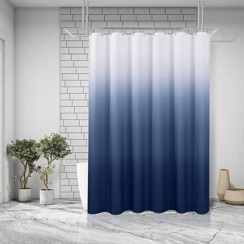 TIKABC Shower Curtain Liner, Blue Lightweight Shower Curtain Liners, Plastic Shower Curtains, 72x72 inch PEVA Shower Liner with 12 Grommet Holes 3 Magnetic Weights - Image 1